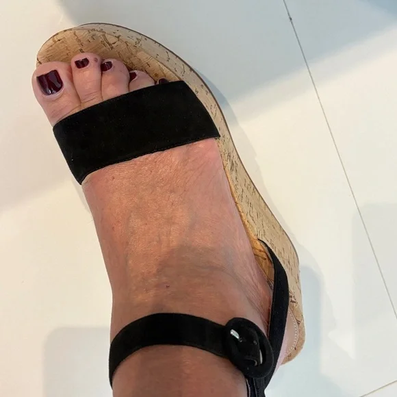 Gianvito Rossi Black Suede Cork Sandals